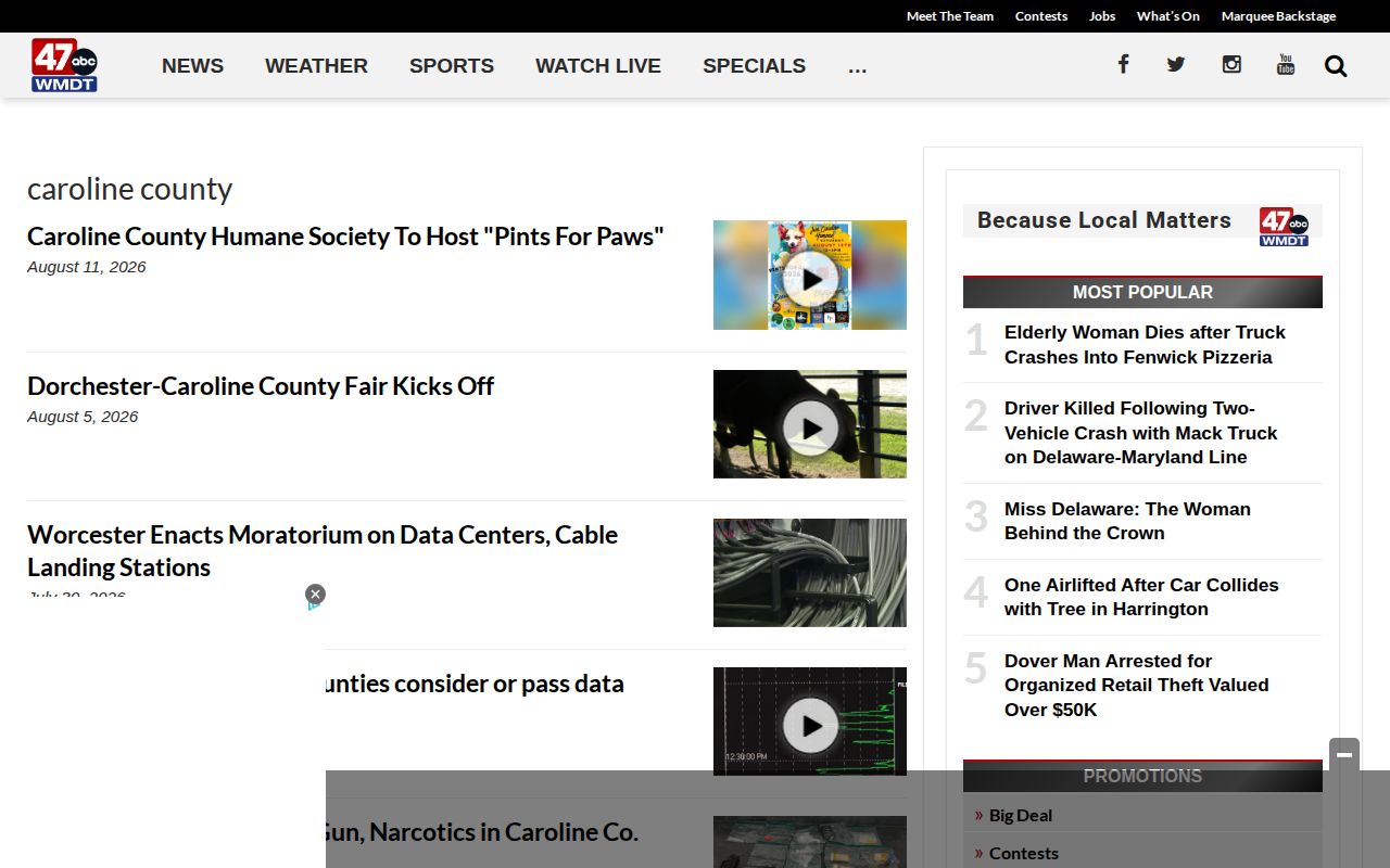 WMDT Caroline County crime news and arrest coverage index