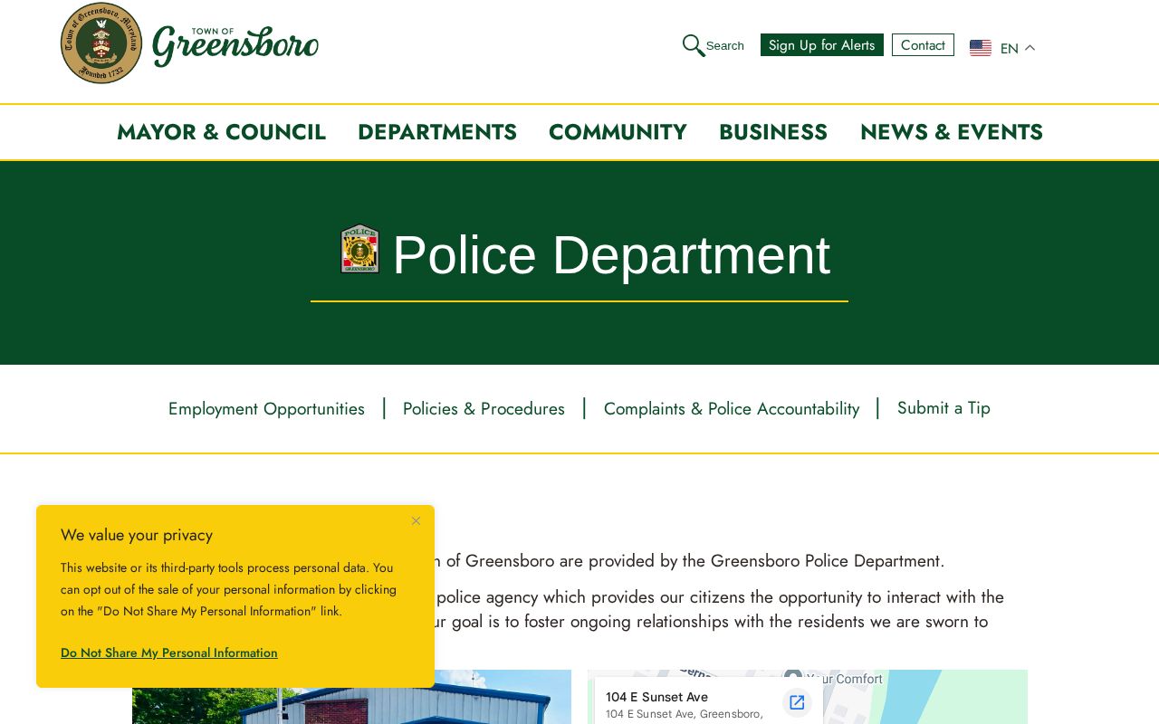Greensboro Police Department arrest records source in Caroline County